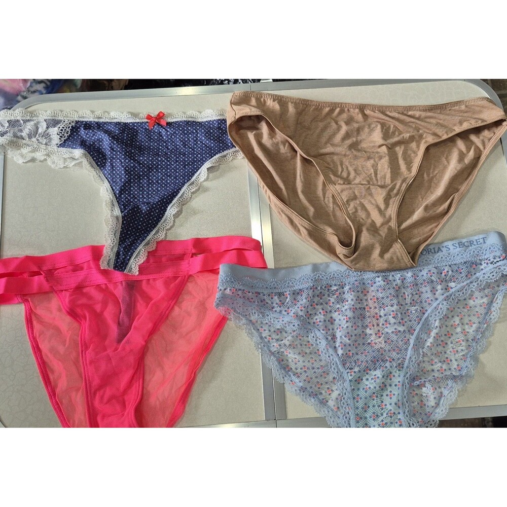 NWOT Lot Of 4 Victorias Secret Medium Underwear Panties Sheer Lace Soft New